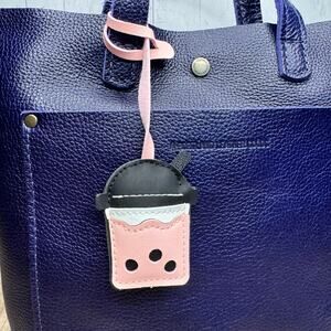 Strawberry Milk Tea Boba Tea Bag Charm NEW Cute Purse Charm Fruity Boba Lover